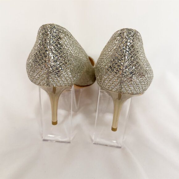 Jimmy Choo Romy Silver Leather Coarse Glitter NWT heels sz EU 41 US 10 - Picture 6 of 10